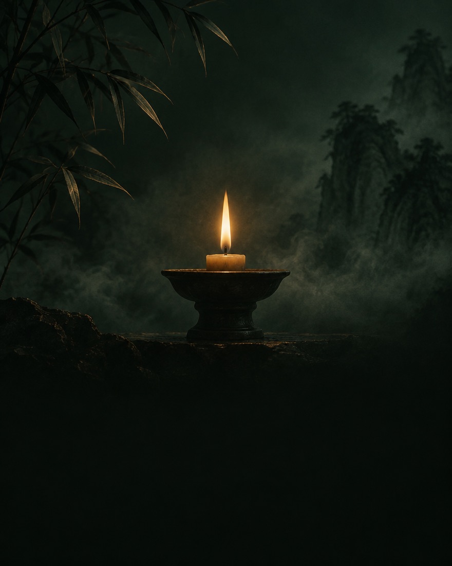 A single still candle flame
