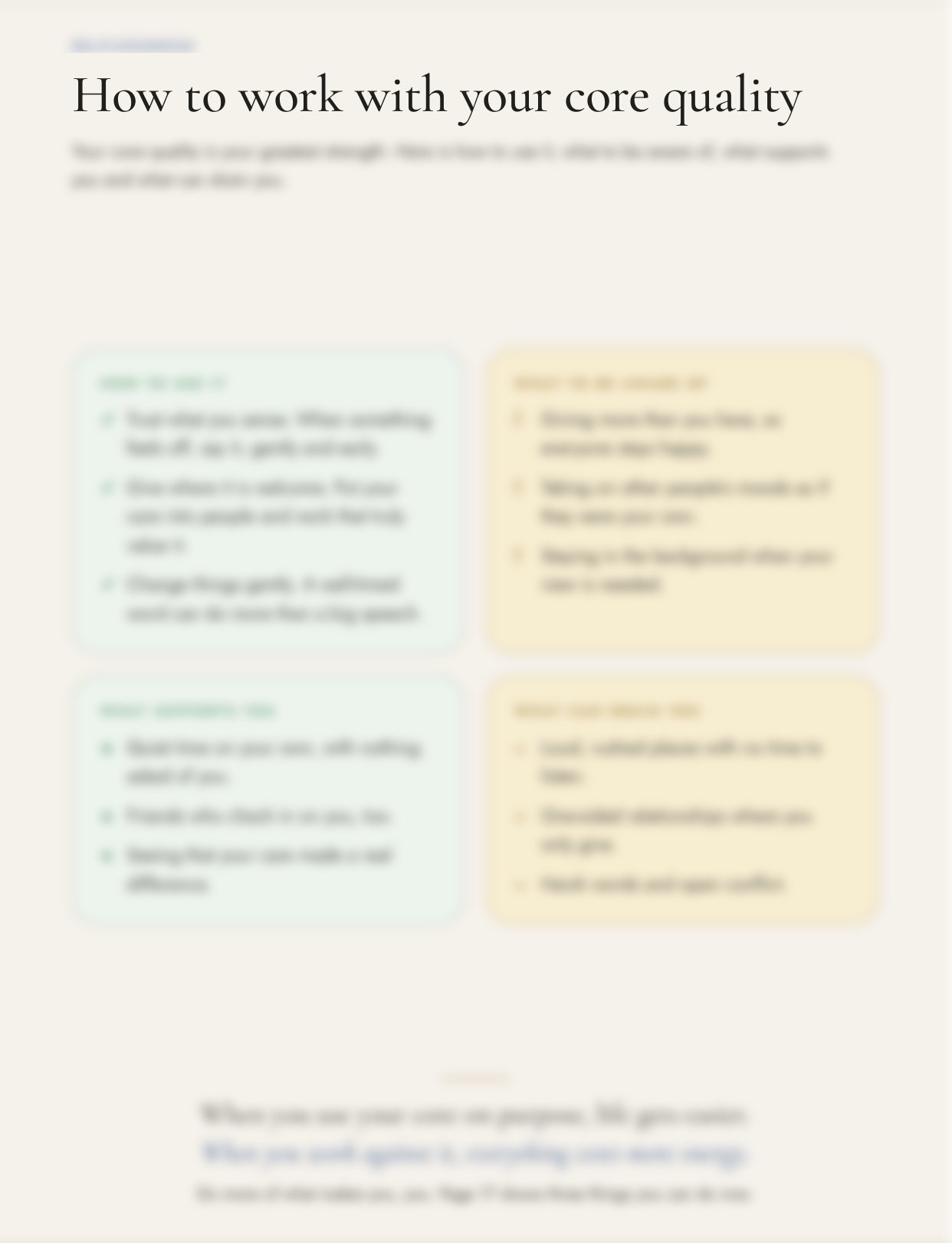 Report page: How to work with your core quality